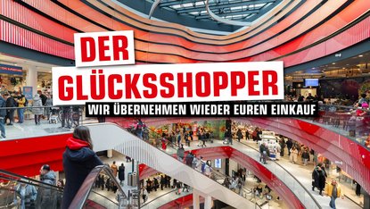 Innenbereich des Loom Bielefeld mit Aufschrift "Der Glückshopper"