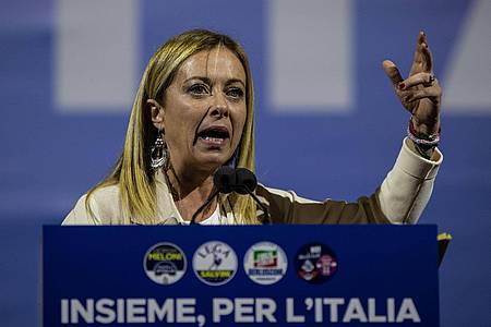 Giorgia Meloni, Vorsitzende der rechtsextremen Partei Fratelli d`Italia (Brüder Italiens), bei einer Wahlkampfveranstaltung in Rom.