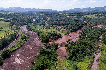 Die Schlammlawine nach dem Dammbruch an der Mine Córrego do Feijão war am 25. Januar 2019 in der Nähe der Gemeinde Brumadinho.