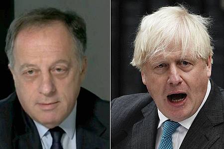 Richard Sharp (l), BBC-Vorsitzender, und Boris Johnson, ehemaliger Premierminister von Großbritannien.
