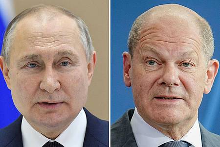 Erstes Telefonat seit dreieinhalb Monaten: Wladimir Putin (l) und Olaf Scholz.