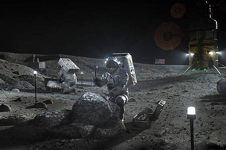 Eine Illustration der Nasa zeigt «Artemis»-Astronauten auf dem Mond. Bislang zeigt sich die Mission aber vor allem krisengeplagt.