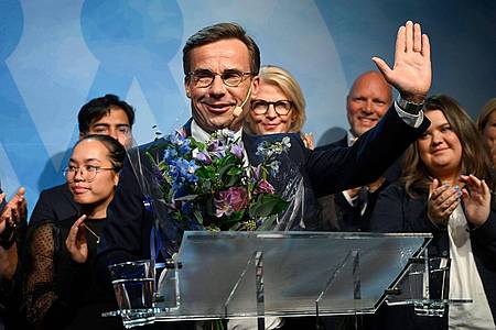 Der konservative Spitzenkandidat Ulf Kristersson bei einer Wahlparty in Stockholm.